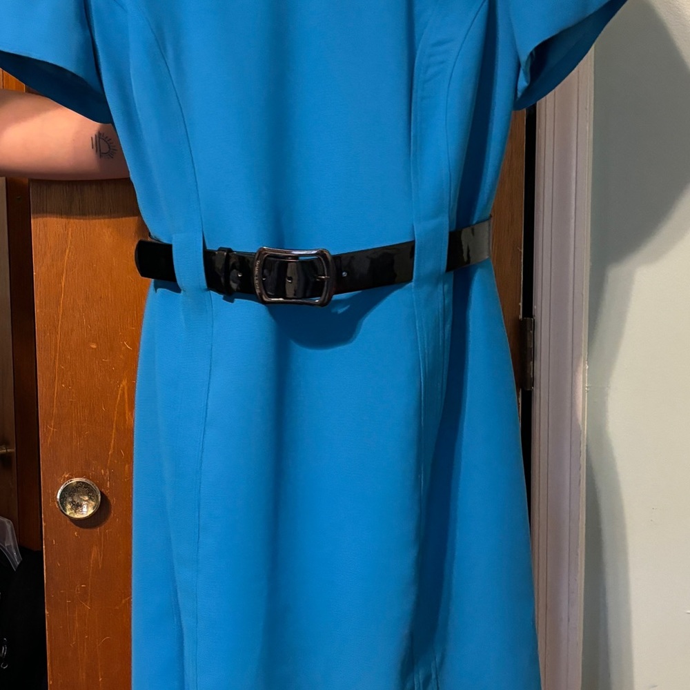 Turquoise dress with belt